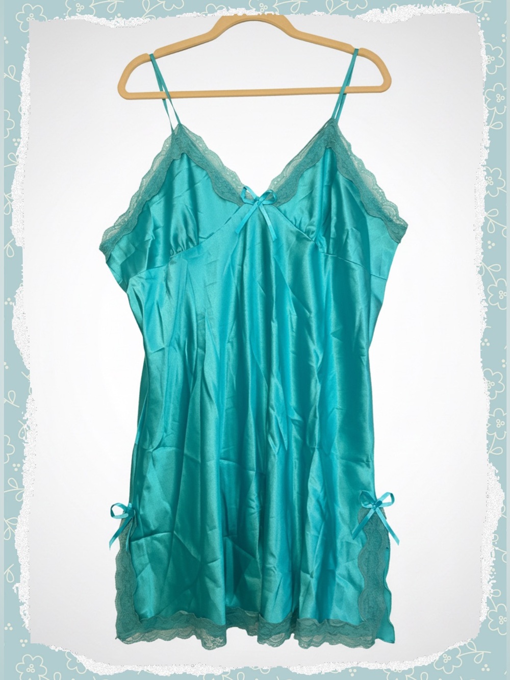 Satin Lace-Trim Chemise • NWT • 24" p2p, 36" length